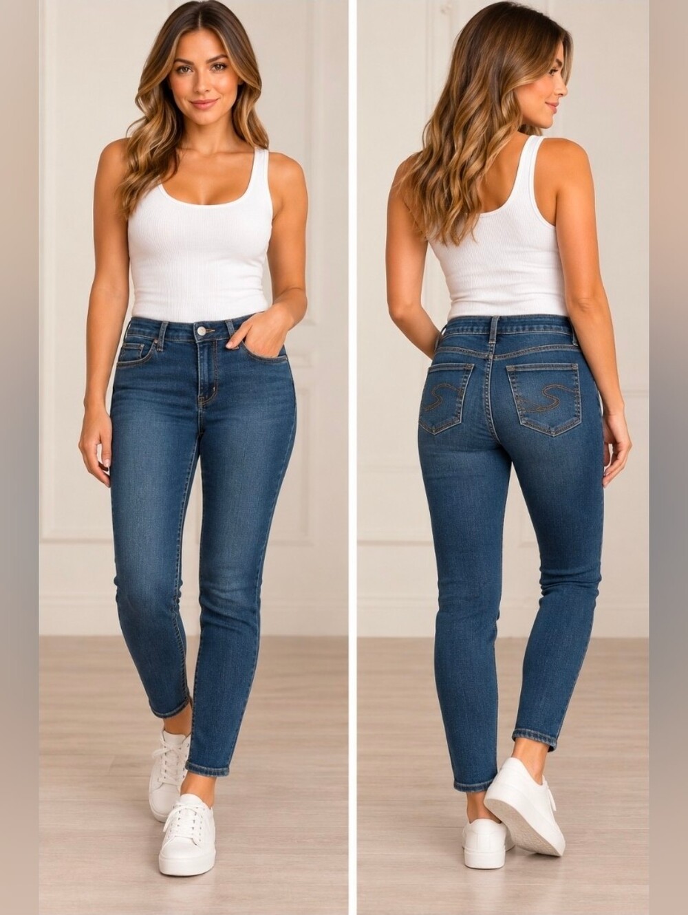 Silver Bleeker Jeans Skinny in Dark Blue Wash 28W 29L